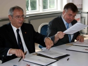 Kreispräsident Burkhard E. Tiemann und Landrat Valerij Gubarov (Partnerkreis Rayon Selenogradsk)